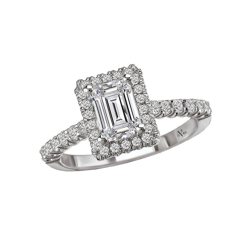 Glemera Halo Diamond Engagement Ring Semi-Mount in 14K White Gold
