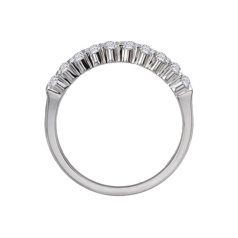 Luxora 14K White Gold Diamond Fashion Ring - Classic Round and Baguette Cut Design