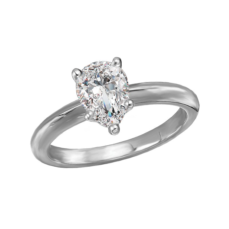 Lab Grown Diamond Solitaire Engagement Ring in 14K White Gold - Pear Shape 1 Carat