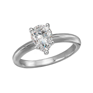 Lab Grown Diamond Solitaire Engagement Ring in 14K White Gold - Pear Shape 1 Carat