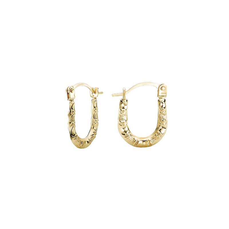 Chic Luxora 14K Yellow Gold Bamboo Hoop Earrings
