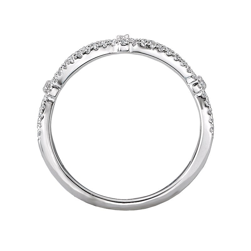 Luxora 14K White Gold Diamond Wedding Band - Classic Round Cut Ladies Fashion Ring