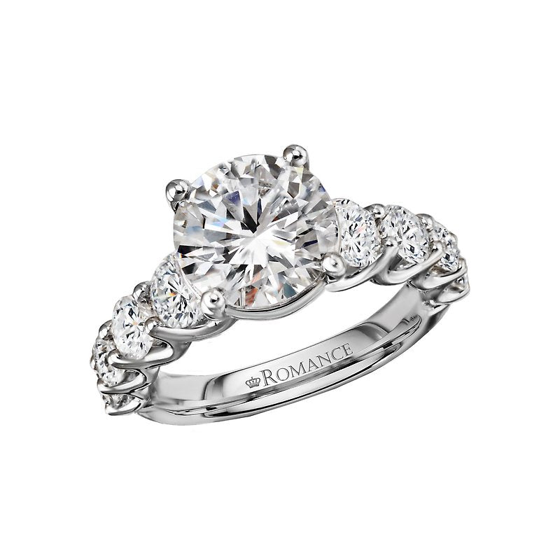 Orbelle Diamond Band Semi-Mount Engagement Ring | Bandora 14K White Gold Round Stone