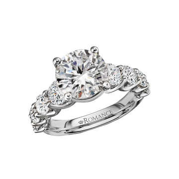 Orbelle Diamond Band Semi-Mount Engagement Ring | Bandora 14K White Gold Round Stone
