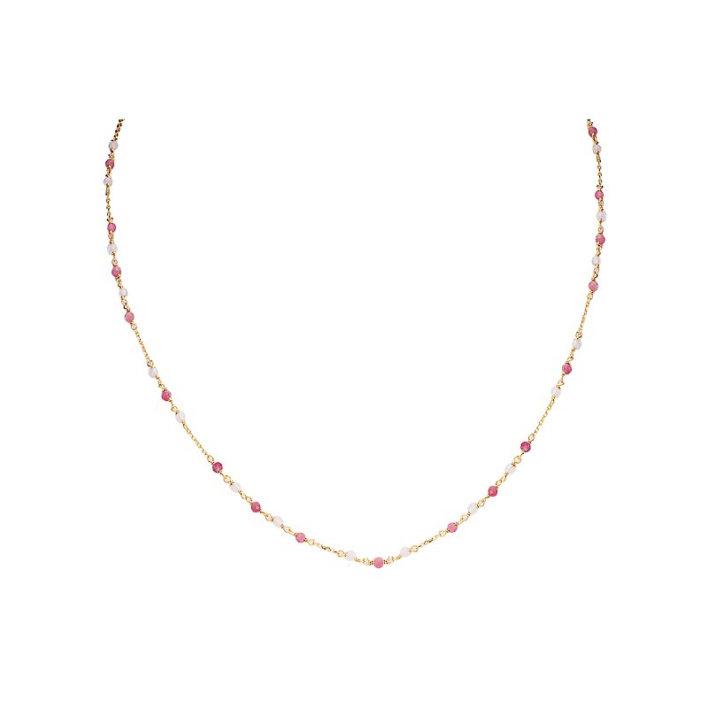 Luxora Italian 14kt Yellow Gold Adjustable Necklace with Pink Quartz and Tourmaline