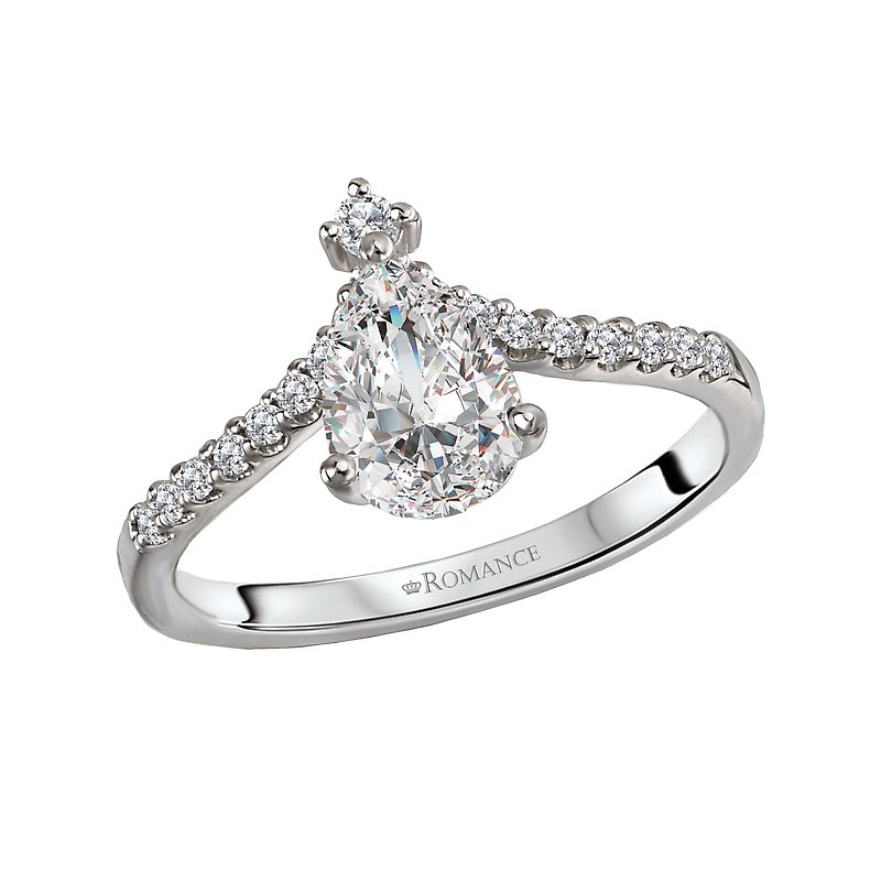 Orbelle White Gold Pear Shaped Diamond Semi-Mount Engagement Ring