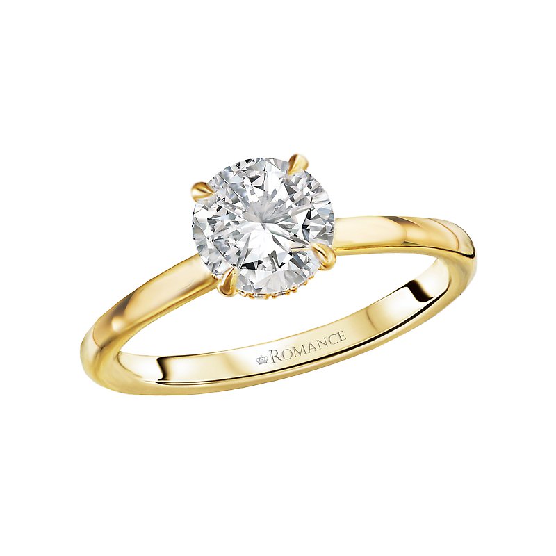 Orbelle Yellow Gold Halo Semi-Mount Engagement Ring with Lab Grown Diamond