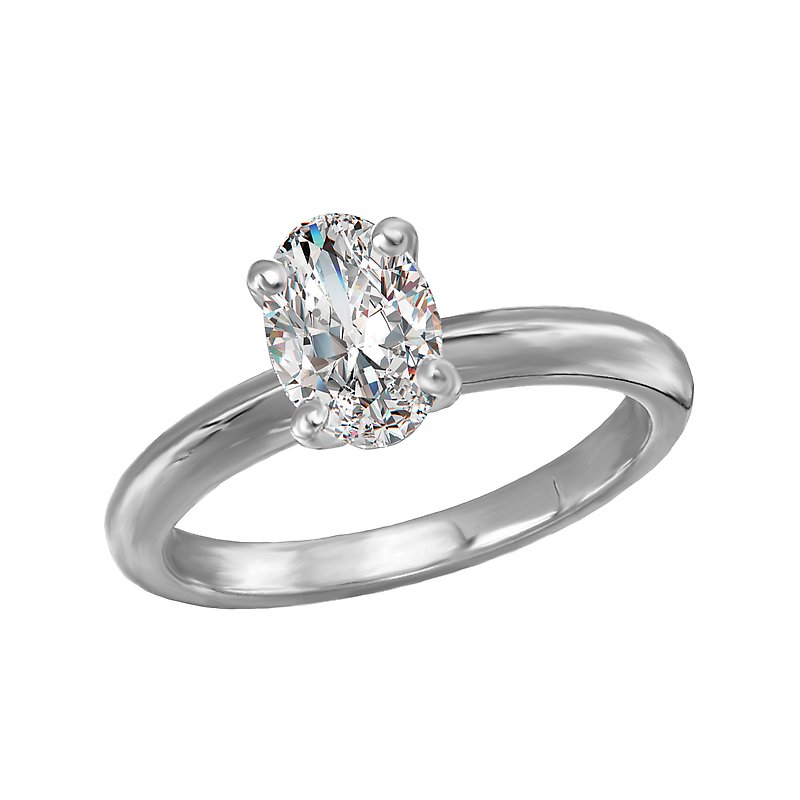 Glemera Oval Solitaire Lab Grown Diamond Engagement Ring in 14K White Gold