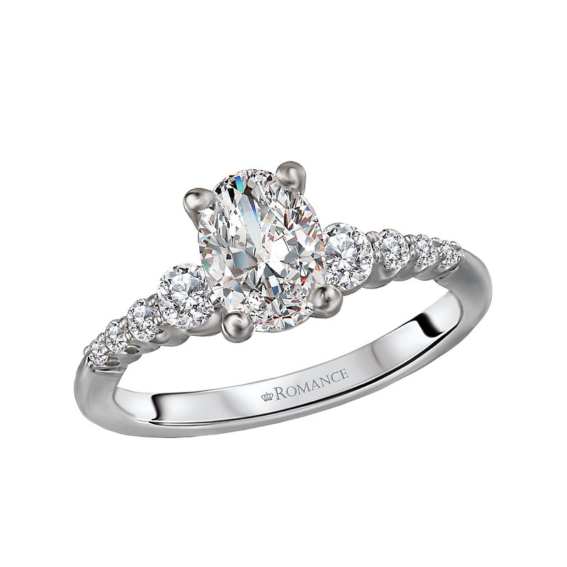 Bandora 14K White Gold Oval Lab Grown Diamond Semi-Mount Engagement Ring