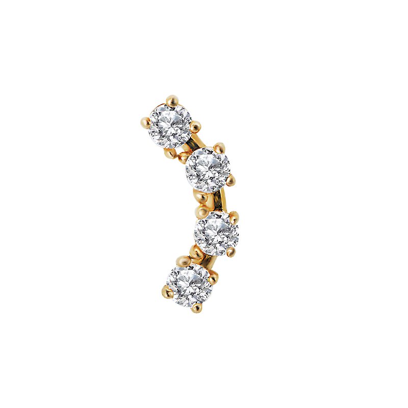 Luxora 14K Yellow Gold Cartilage Earring with Round Cubic Zirconia Stone