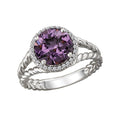 Luxora 14K White Gold Halo Amethyst and Diamond Fashion Ring