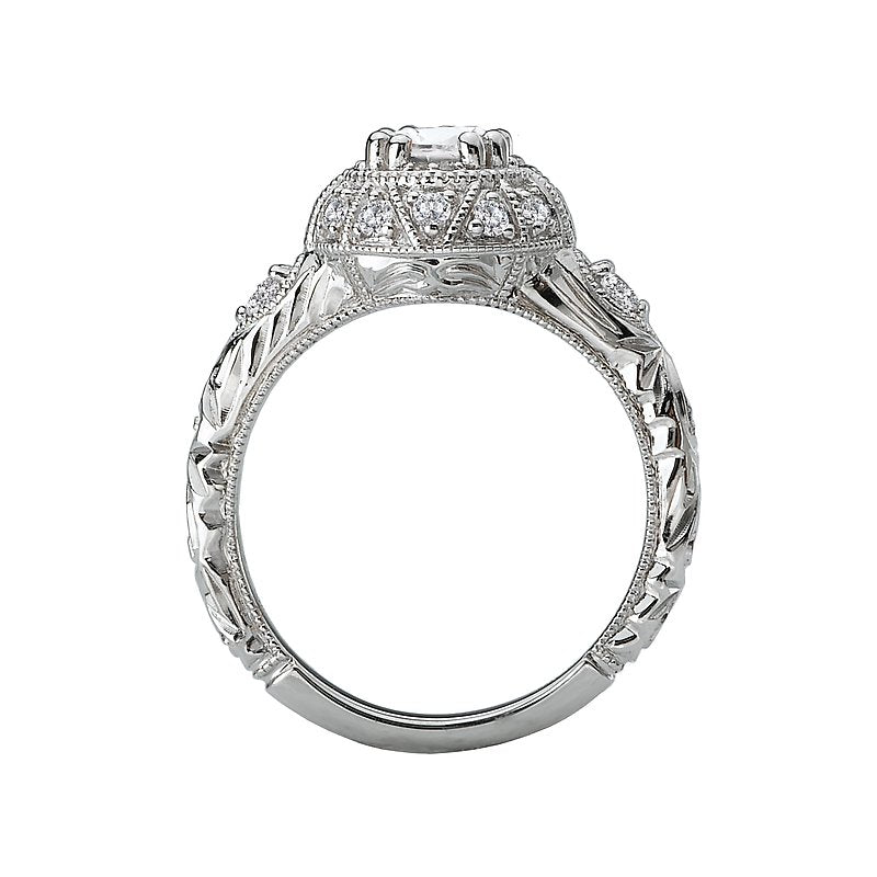 Vintage White Gold Diamond Engagement Ring Semi-Mount