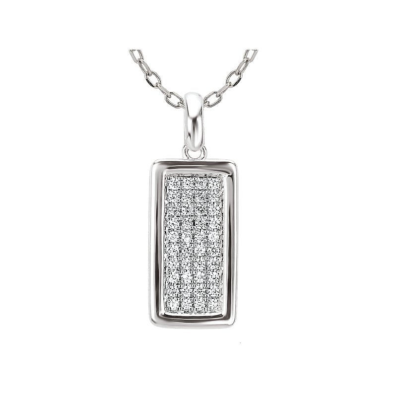 Luxora 14K White Gold Diamond Rectangular Pendant