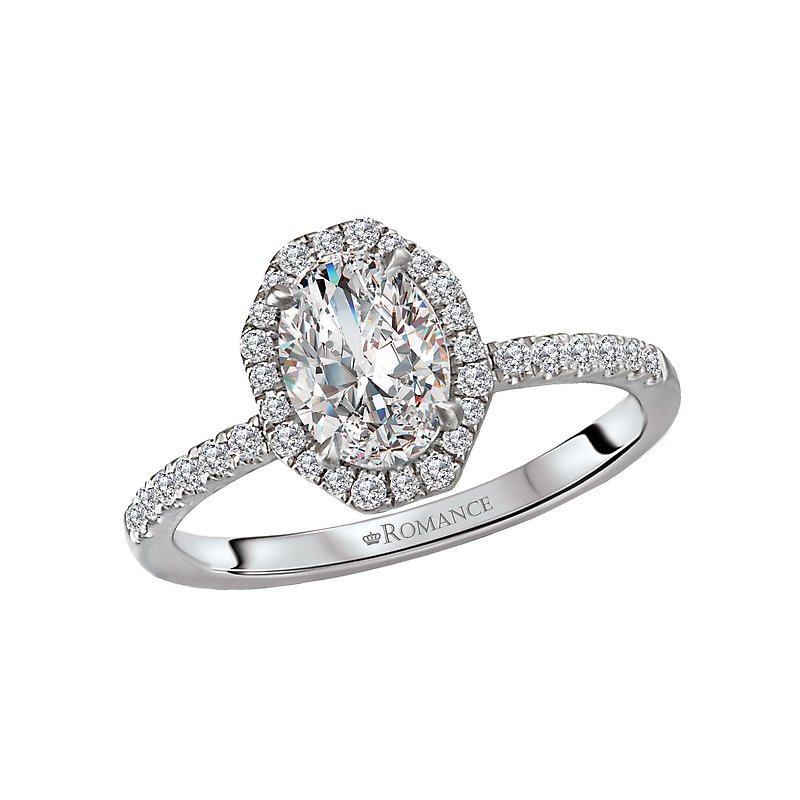 Orbelle Diamond Semi-Mount Halo Engagement Ring - 14K White Gold