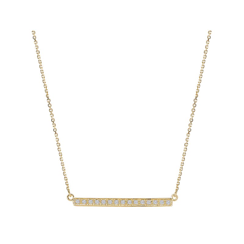 Luxora Ladies Diamond Bar Necklace in 14K Yellow Gold