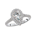 Orbelle Halo Semi-Mount Diamond Ring | 14K White Gold Pear Shaped