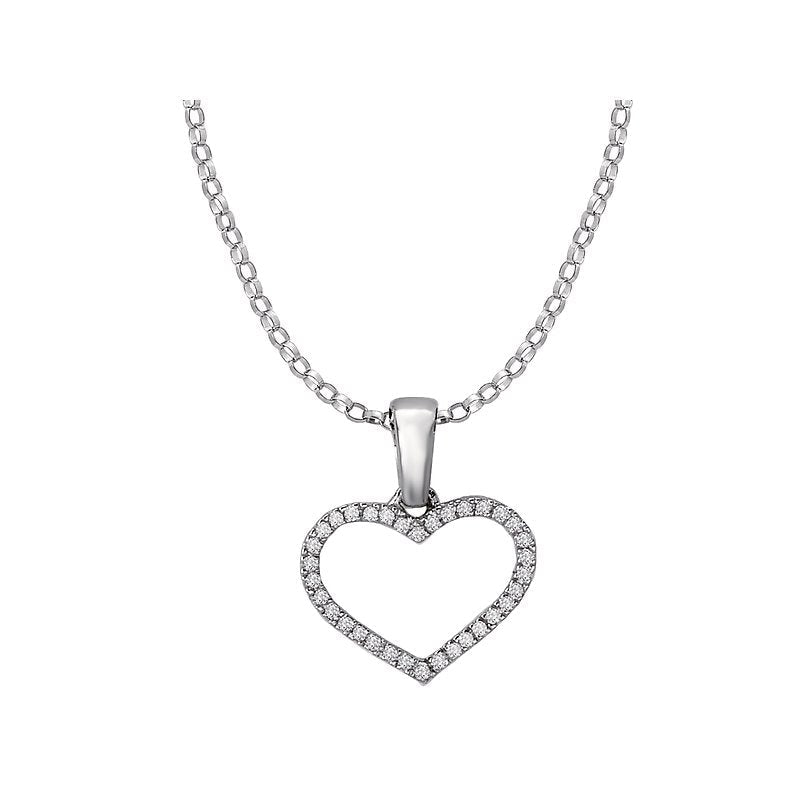 Luxora Diamond Heart Pendant in 14K White Gold with Round Faceted Diamonds