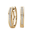 Luxora 14kt Yellow Gold Diamond Hoop Earrings - Round White Diamond Channel Set Earrings