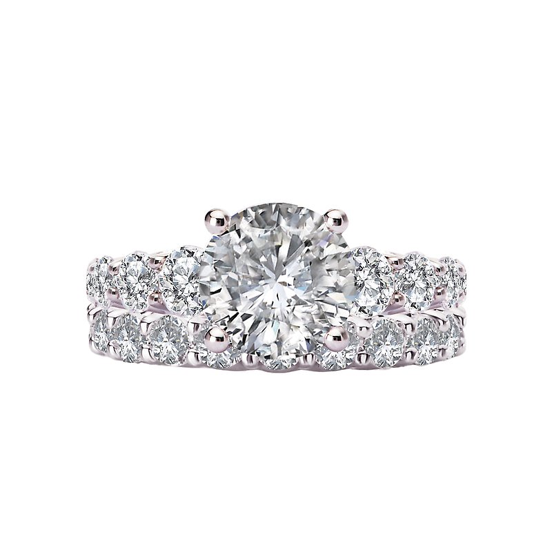 Orbelle Lab Grown Diamond Band Semi-Mount Engagement Ring - Bandora 14K White Gold Round Stone