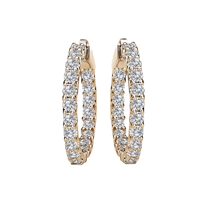Luxora 14K Yellow Gold Diamond Hoop Earrings - Classic Style (4.00ctw)