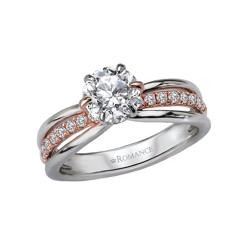 Orbelle Two Tone Diamond Engagement Ring Semi-Mount 14K Rose & White Gold