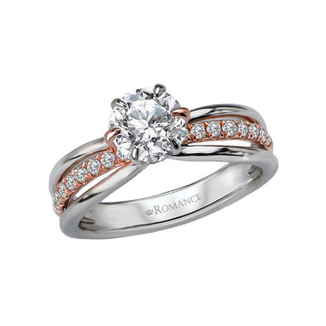 Orbelle Two Tone Diamond Engagement Ring Semi-Mount 14K Rose & White Gold