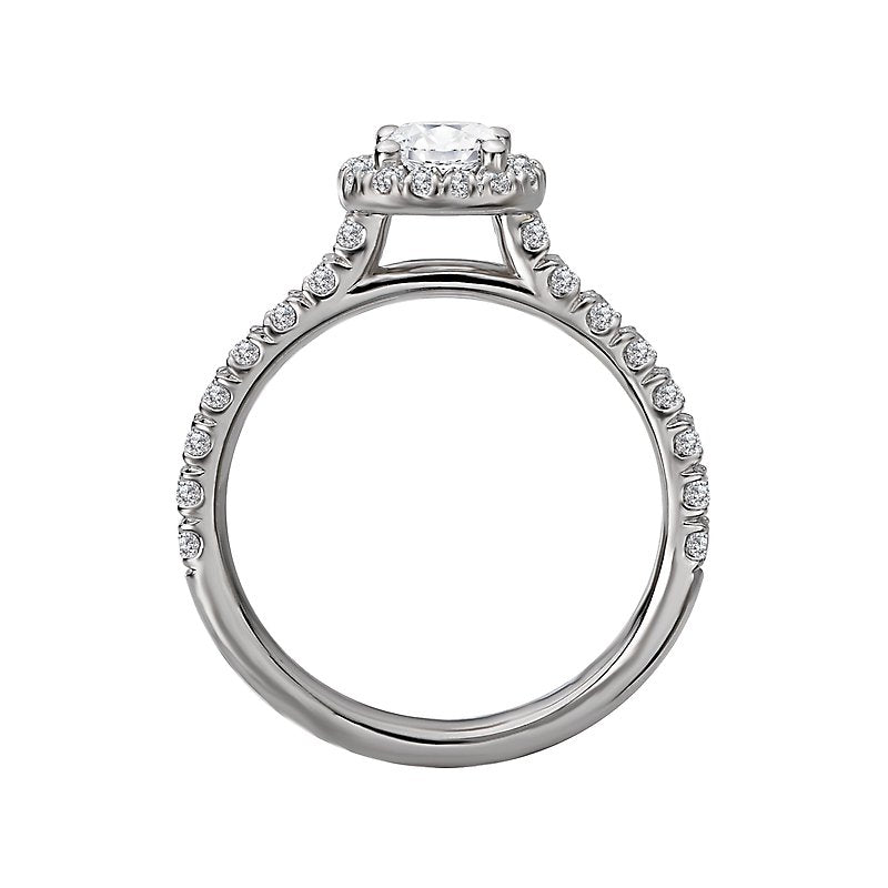 Glemera Halo Semi-Mount Engagement Ring in 14K White Gold with Diamonds