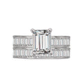 Orbelle Lab Grown Diamond Engagement Ring - Bandora 14K White Gold Band with Baguette Diamonds