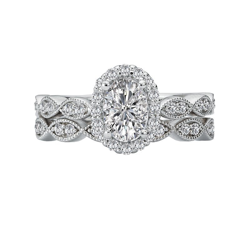 Orbelle Halo Semi Mount Ring in 14K White Gold with Oval Lab Grown Diamond
