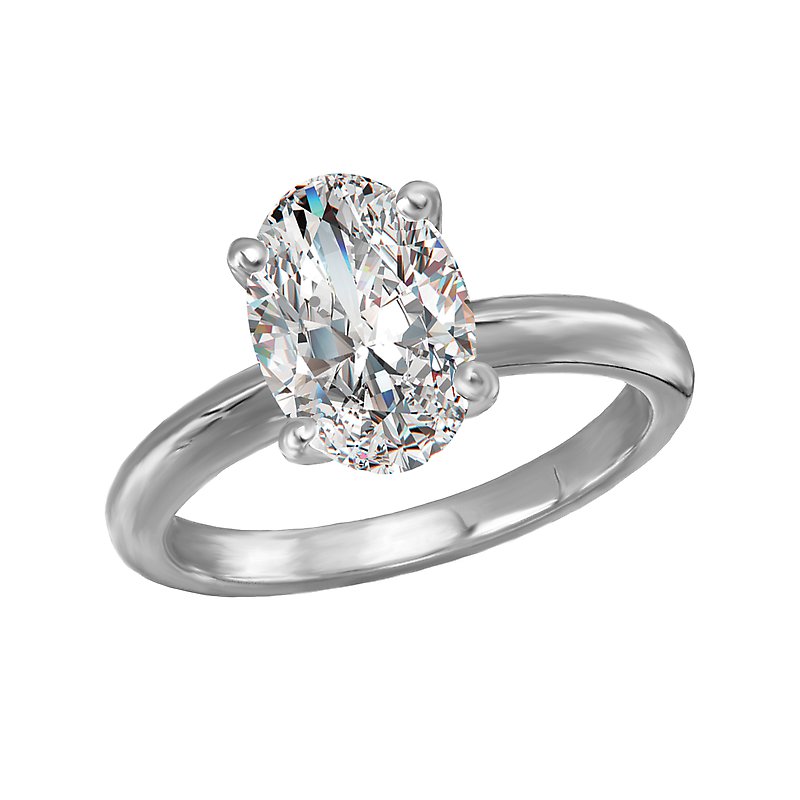 Glemera Solitaire Oval Diamond Semi-Mount Engagement Ring 14K White Gold