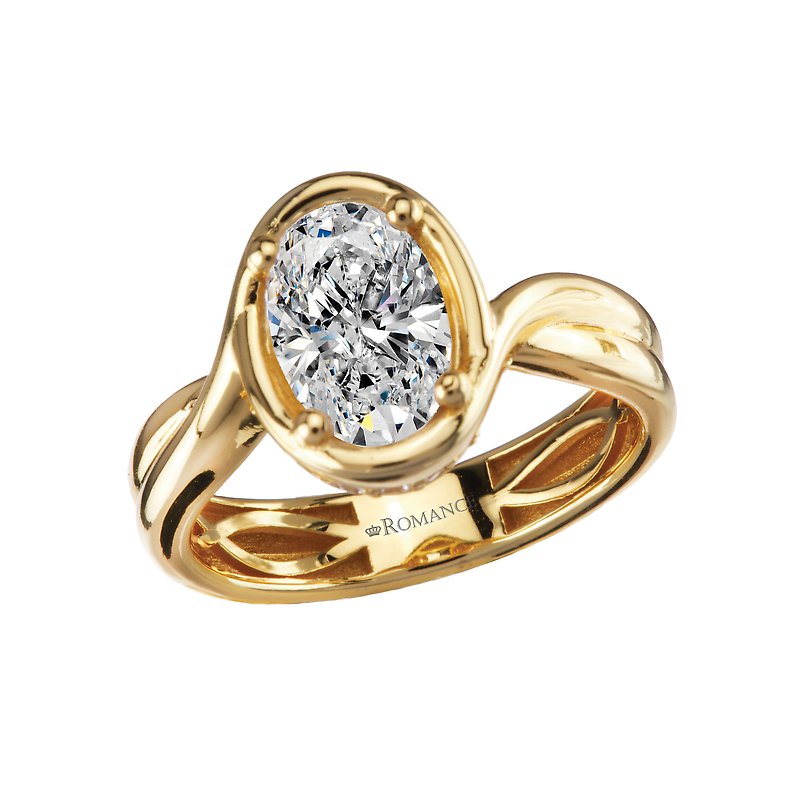 Bandora 14K Yellow Gold Double Row Shank Semi-Mount Diamond Engagement Ring
