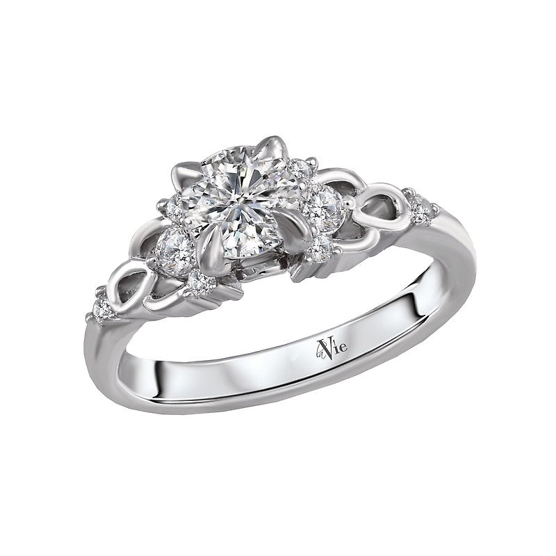 Glemera Bandora 14K White Gold Diamond Engagement Ring