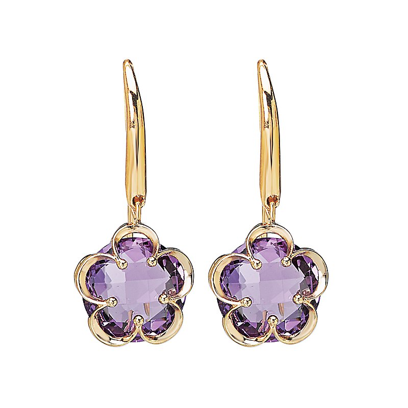 Luxora Floral Amethyst Earrings in 14K Yellow Gold