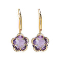 Luxora Floral Amethyst Earrings in 14K Yellow Gold