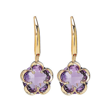 Luxora Floral Amethyst Earrings in 14K Yellow Gold