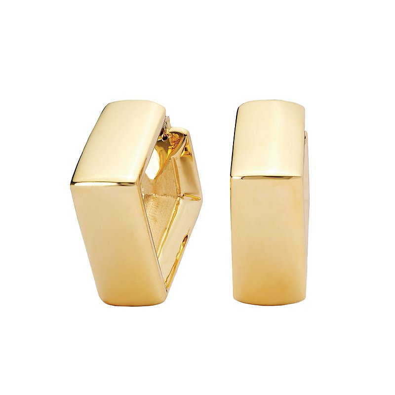 Luxora 14K Yellow Gold Italian Hollow Square Hoop Earrings