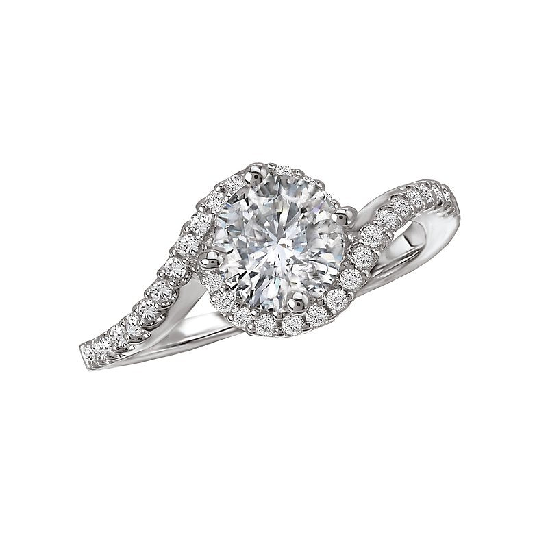 Halo Semi-Mount Diamond Orbelle Engagement Ring in 14K White Gold