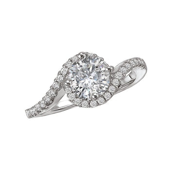 Halo Semi-Mount Diamond Orbelle Engagement Ring in 14K White Gold