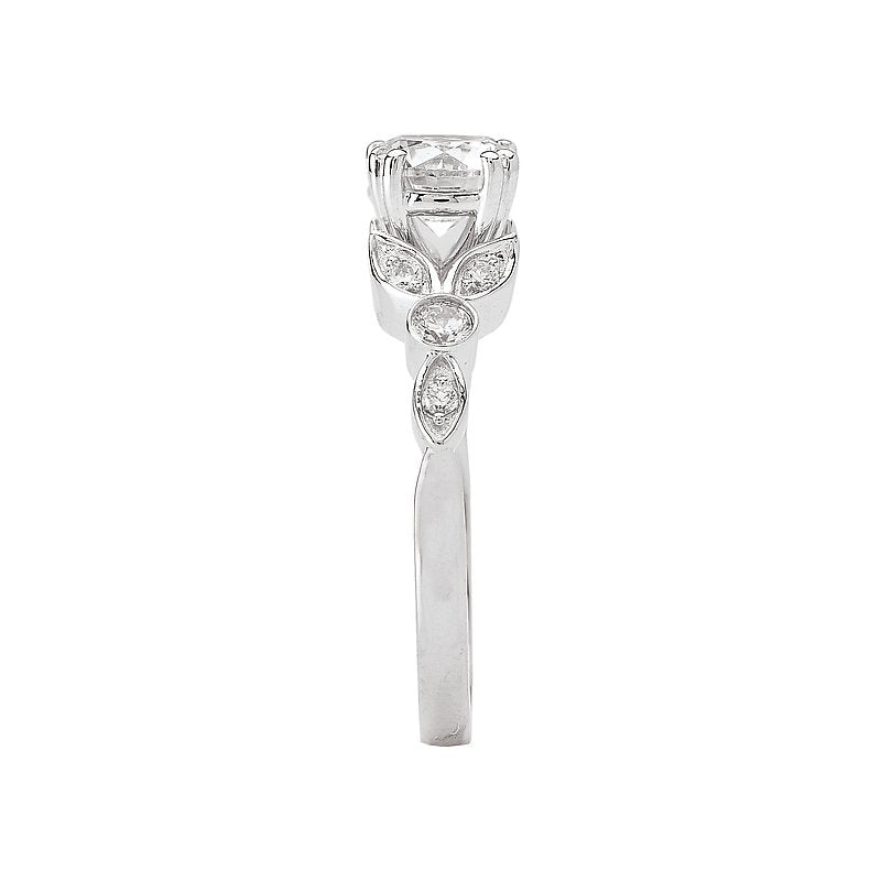 Orbelle Lab Grown Diamond Floral Design Round Diamond Ring in 14K White Gold