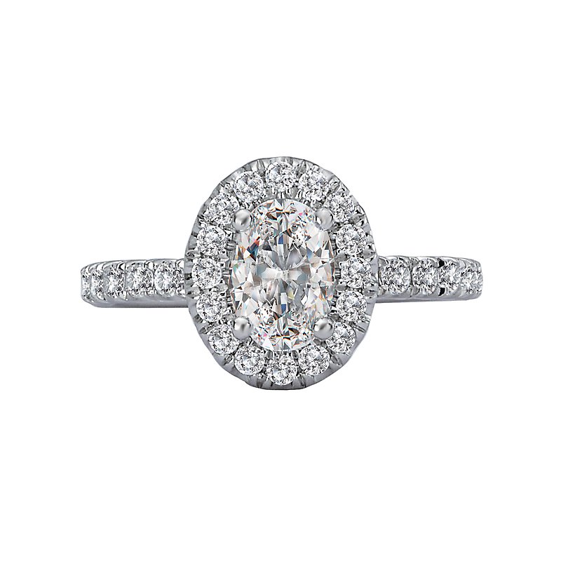 Orbelle Oval Lab Grown Diamond Halo Semi-Mount Ring in 14K White Gold