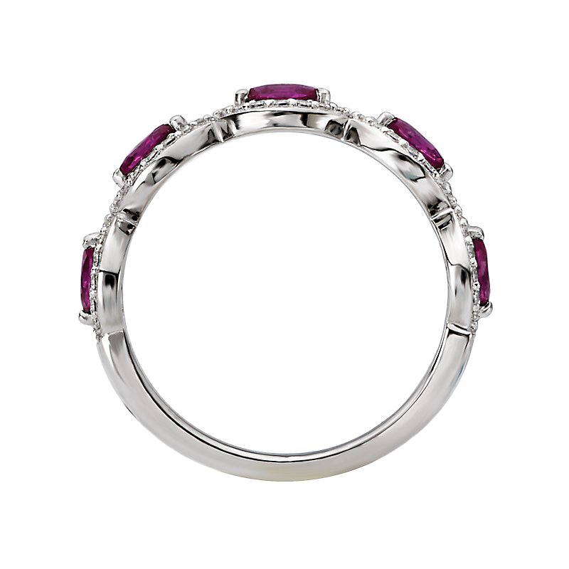 Luxora Marquise Ruby and Diamond Fashion Ring in 14K White Gold