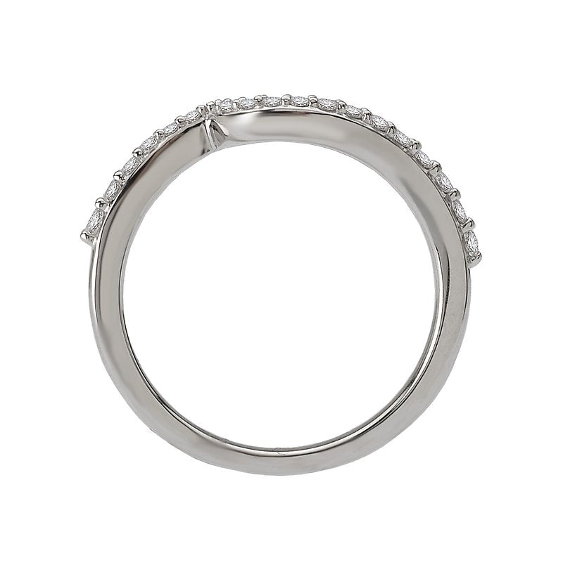 Orbelle Curved Wedding Band in 18K White Gold with Round Diamonds