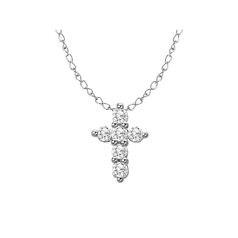 Luxora Diamond Cross Pendant - 14kt White Gold Religious Jewelry