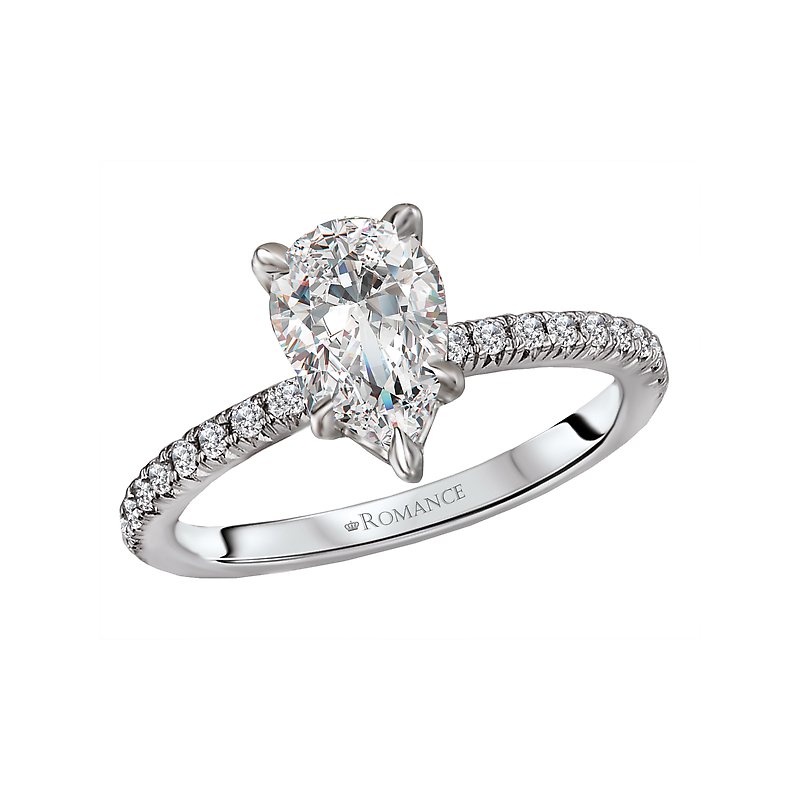 Orbelle 14K White Gold Pear Shaped Diamond Semi-Mount Ring