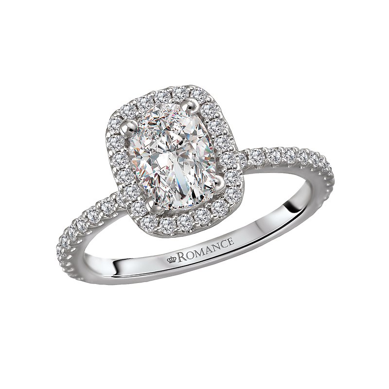 Orbelle Oval Halo Semi-Mount Diamond Ring in 14K White Gold