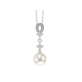 Luxora Diamond and Pearl Pendant - 14K White Gold, Freshwater Cultured Pearl, D. 1/5 carat total weight
