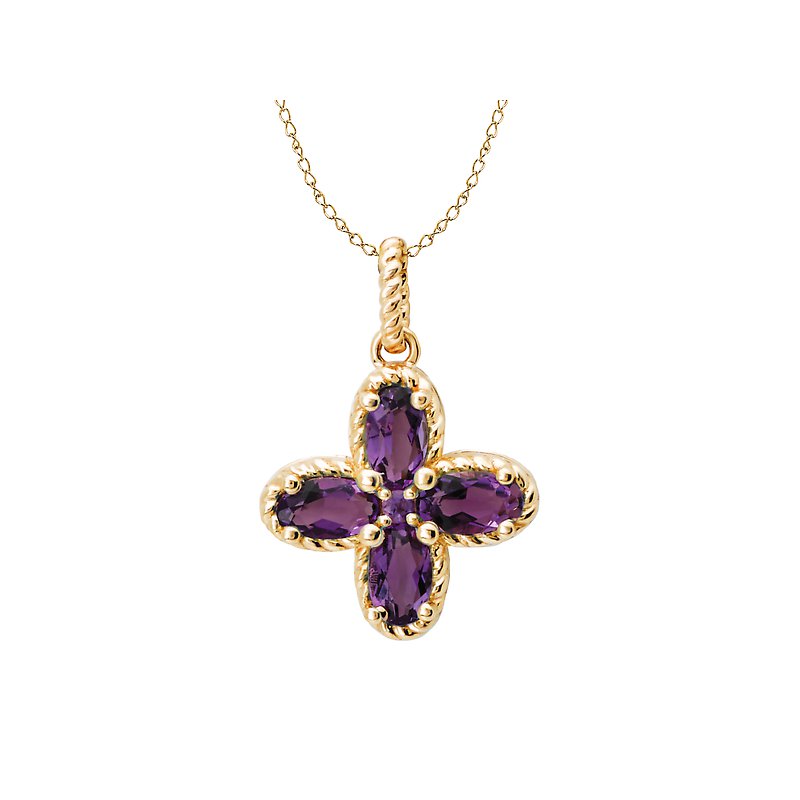 Luxora Amethyst Flower Pendant in 14K Yellow Gold