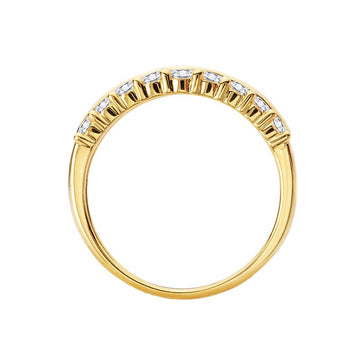 Luxora Ladies Fashion Two Row Diamond Ring | Classic 14K Yellow Gold Round White Diamond Ring