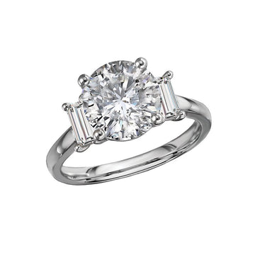 Lab Grown Diamond 3-Stone Baguette Semi-Mount Engagement Ring in 14K White Gold