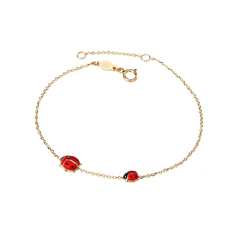 Luxora Italian 14kt Yellow Gold Ladybug Chain Bracelet